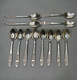 Set Of 12 European 800 Silver Tea Spoons, 19th Century