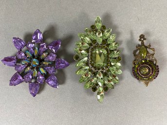 Two Sorrelli Brooches With One Unmarked Brooch