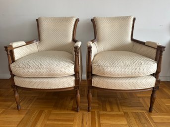 Pair Of Louis XVI Style Upholstered Armchairs