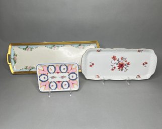 Floral Decorated Porcelain Serving Trays