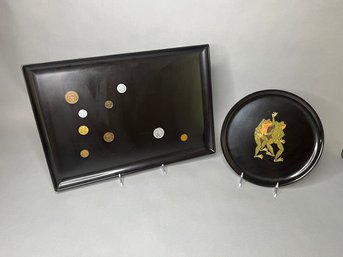 Two Couroc Of Monterey Midcentury Black Resin Trays