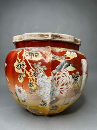 Chinese Style Planter Decorated With Florals And Birds