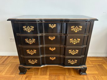 Jasper Cabinet Furniture Company Ebonized Chippendale Style Block Front Chest Of Drawers