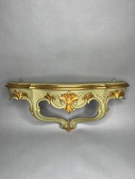 Carved And Painted Miniatiure Demilune Wall Mounted Shelf In Rococo Style