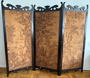 Three Panel Tapestry Screen Or Room Divider, Early 20th C