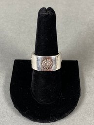 Artisan Made Silver Tone Sun And Moon Ring