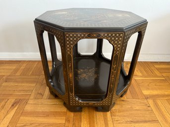 Chinese Lacquered And Polychrome Painted Octagonal Side Table, Modern