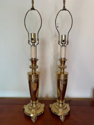 Pair Of Brass Baluster Table Lamps