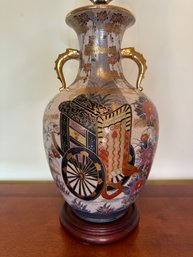 Japanese Satsuma Two Handled Vase Or Urn Mounted As Table Lamp