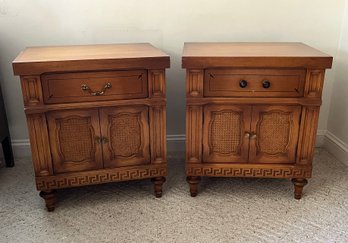 Daniel Jones Classical Revival Bedside Tables With Greek Key Decoration, Circa 1950-1960