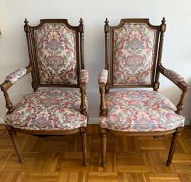 Pair Of Louis XVI Style Upholstered Dining Or Accent Chairs