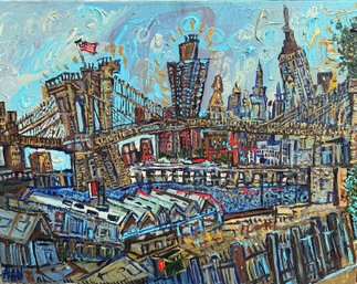 Alan Russell-Cowan Streets (Eng., B 1969), View Of Brooklyn Bridge & Manhattan From Brooklyn Promenade, 2008