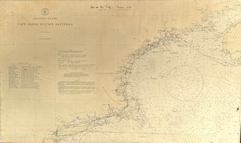 Nautical Chart/Map Of Cape Sable To Cape Hatteras With Details Of Coastal 'trip On The Folly', 1938