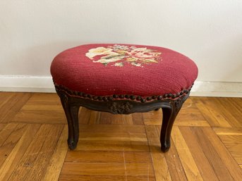 French Provincial Style Needlepoint Upholstered Foot Stool