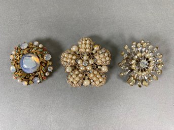 Three Fashion Rhinestone Pins