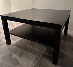 Contemporary Style Black Square Coffee Table With Shelf