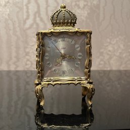 Vintage Emes Gilt Bronze Alarm Clock, Germany, C. 1950.