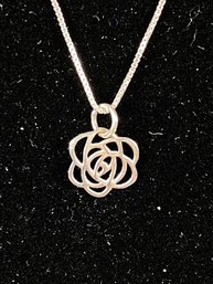 Sterling Silver Petite Rose Necklace