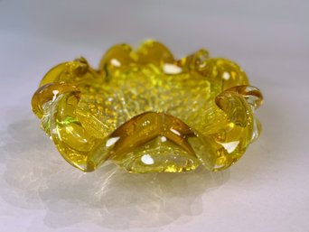 Yellow Murano Glass Ash Tray