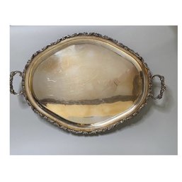 Antique Hecho En Mexico Sterling Silver Tray With Handles - 84.76 Ozt