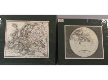 Two German Maps: Europe And The North Pole, 1850 - 1855