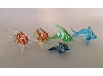 Five Murano Glass Fish