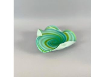 Murano Glass Bowl In Green And Gold