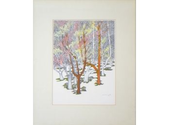 Cherry Trees In Snow Print,  1974