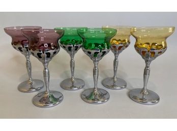 Six Farber Brothers Crystal Cordial Glasses