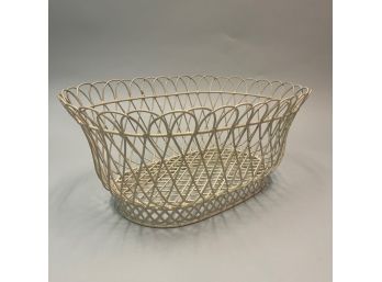 Large Woven Painted White Metal Basket