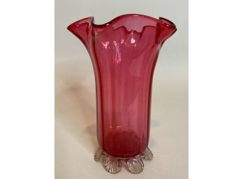 Pink Free Hand Blown Glass Vase