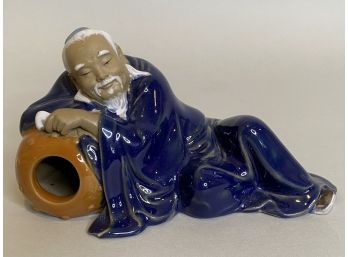 Chinese Mid Century Mudman Figurine In A Lounging Position