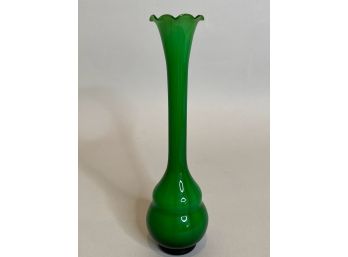 Vintage Green Glass Bud Vase