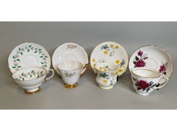 Collection Of Fine Bone China Tea Cups And Matching Saucers
