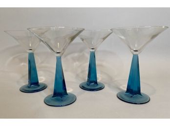 Bombay Sapphire Blue Square Twisted Martini Glasses  - Distributed By Bombay Sapphire