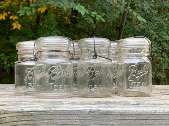 Vintage Ball Glass Lidded Jars - Set Of Six