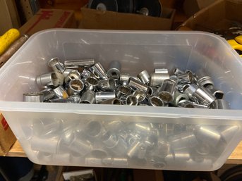 Large Bin  Of Sockets - Mostly 1/2 Inch