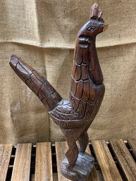 Very Unique Wood Carved Rooster With Beautiful Detail & Texture - See Description