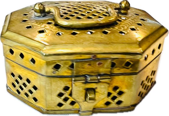 Vintage Anglo Indian Brass Cricket Box