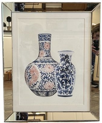 Framed Print Of Blue Vases - Mirror Frame