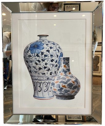 Framed Print Of Blue Vases - Mirror Frame
