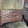 Arts & Crafts Gothic Revival Chair - Original Brass Casters - Daisy Carving & Intricate Details Throughout