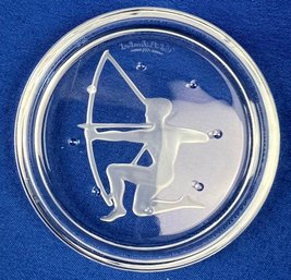 Val St. Lambert Cut Crystal Zodiac Coaster - Signed 'Val St Lambert'