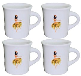 'Fishs & Eddy Homer Laughlin' Hula Girl Mugs - Signed 'Marilena Perilli For Fishs & Eddy - Homer Laughlin USA'