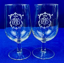 Vintage Wee Burn CC Wine Goblets With Acid Engraved Logo Design