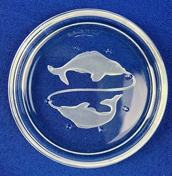 Val St. Lambert Cut Crystal Zodiac Coaster - Signed 'Val St Lambert'