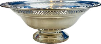 Sterling Silver Pedestal Base Compote With Reticulated & Gadroon Edge