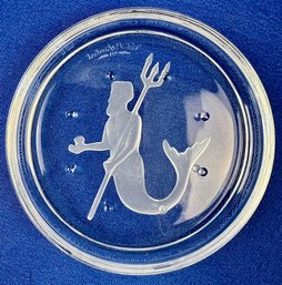 Val St. Lambert Cut Crystal Zodiac Coaster - Signed 'Val St Lambert'