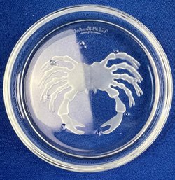 Val St. Lambert Cut Crystal Zodiac Coaster - Signed 'Val St Lambert'