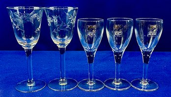 Vintage Cordial Glasses - Three With Original Label - Signed 'Made In Italy'